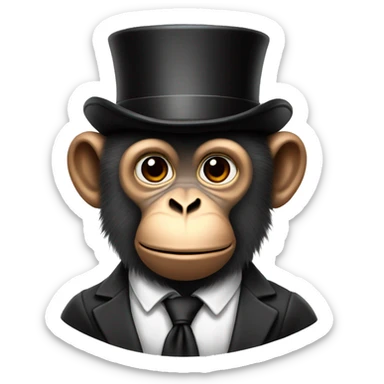 realistic monkey with tophat sticker