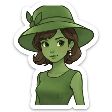 brownhair girl in elegant dress sticker