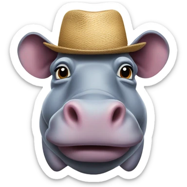 Hippo with a farmer hat sticker
