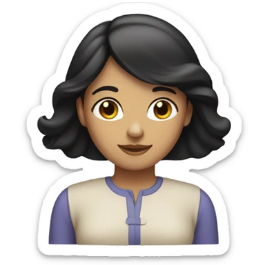 Black-haired white woman putting her hands together sticker