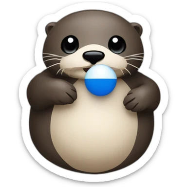 sea otter holding a estonia countryball with eye sticker