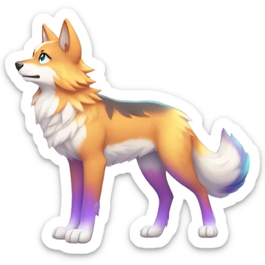 Colorful Shiny Fionbri-Falvie-sparkle-wolf-sona with markings full body sticker
