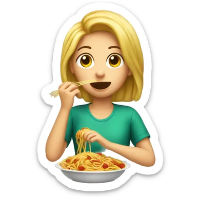girl eating spaghetti  sticker