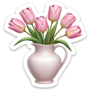 Light pink tulips in white vase sticker