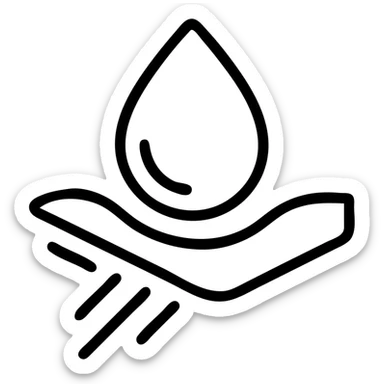 outlined icon of a water droplet sliding on glossy black paint of a premium vehicle, clean lines, subtle repellent effect with water lines moving away, modern and simple sticker