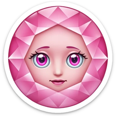 pink diamond with eyes, no mouth, shiny and beautiful sticker