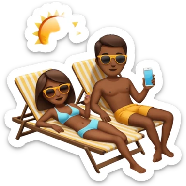 quiero que pongas ubna apreja morena tomando el sol y relajados sticker