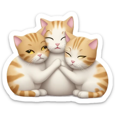 three cats hugging sticker
