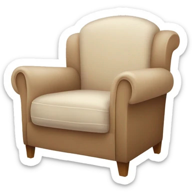 Simple Beige Armchair with blanket and open book on it sticker