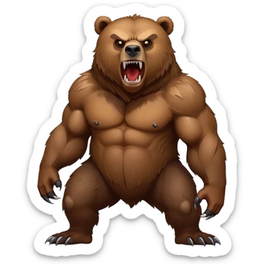 Tough wild grizzly bear with angry eyes, sharp teeth, and powerful stance sticker