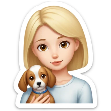 girl with a pet dog sticker