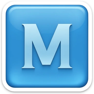 create capital letter "M" INSIDE THE BLUE COLOR SQUARE shape sticker