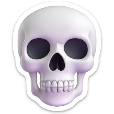 A cute, white-colored skull with soft, rounded features and a friendly expression, looking whimsical not frightening sticker