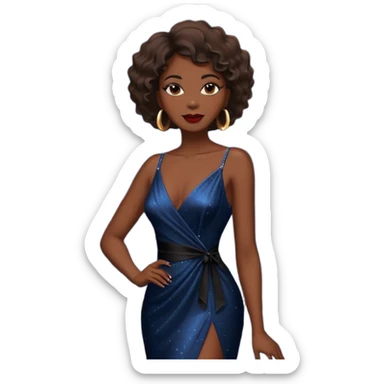 Black female jazz singer outside a jazz club at night in Paris, with city lights and Eiffel Tower in background sticker