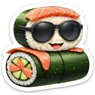 A sushi roll wearing sunglasses  sticker