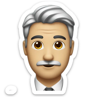 Man with a small black moustache under his nose and black hair wearing a suit sticker