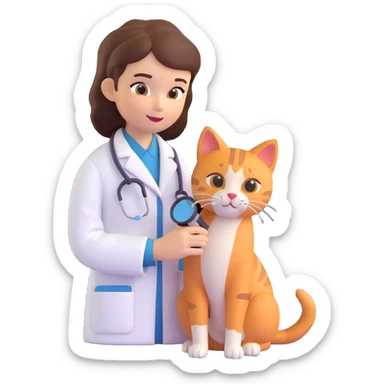 veterinarian examining a cat sticker