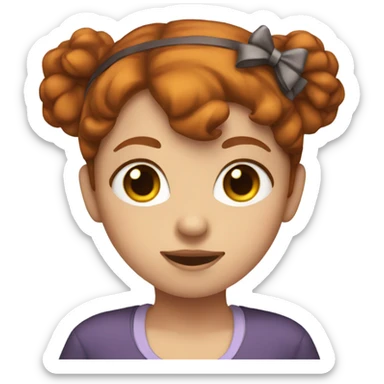 A girl with dark ginger hair and a bow on her head sticker