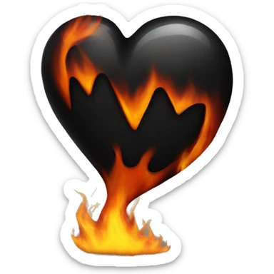Black heart on fire sticker