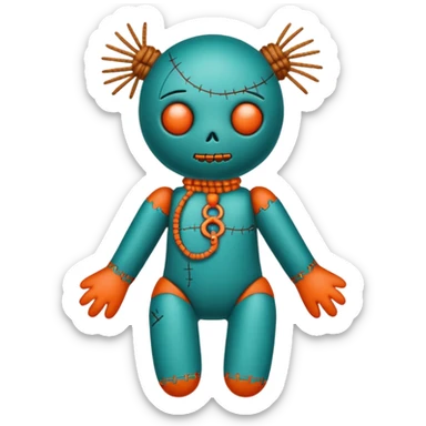 teal and orange voodoo doll sticker
