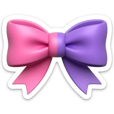 Half pink half purple bow  sticker