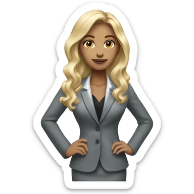 Blonde long hair Tiffany diamond seller in a grey suit sticker