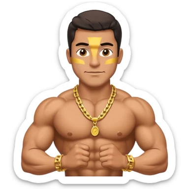 smug muscular shirtless colombian flexing with gold chain sticker