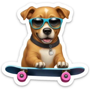 chill dog on a skateboard wearing sunglasses sticker
