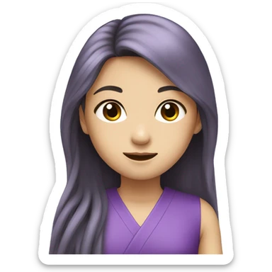 Long hair Japanese girl in purple dress  sticker