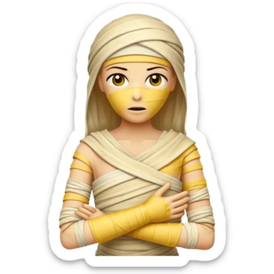 mummy Human figure wrapped in yellowed bandages, one arm stretched forward.
 sticker