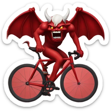 demon on red fixed gear bicycle sticker