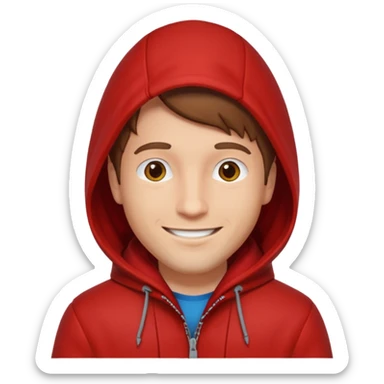 Man in red coat, hood down sticker