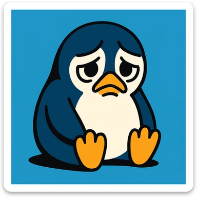 a penguin with a sad expression, vibrant toon style sticker