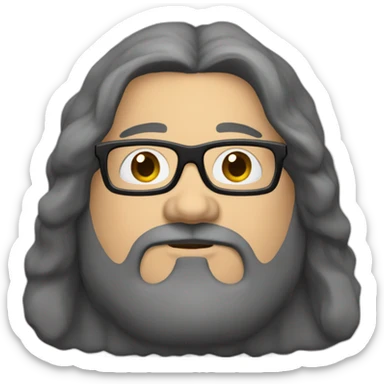 white-40-year-old-fat-man-with-very-long-black-hair-brown-eyes-blue-glasses-and-no-beard. sticker
