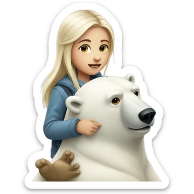 Polar bear with a girl sticker