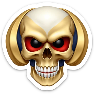 skull colored in New Orleans Pelicans basketball team colors - navy blue, gold, and red sticker