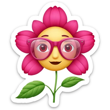 a pink flower wearing red glassess sticker