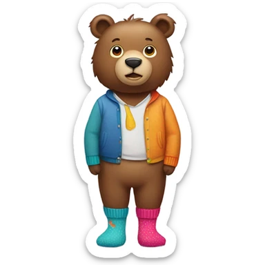 Bear wearing socks sticker