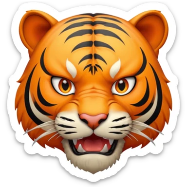 angry tiger with fangs, front face  sticker