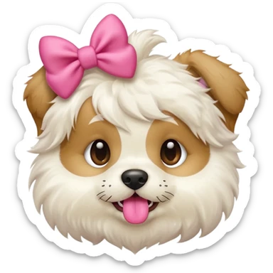 This puppy HEAD 🐶 with a pink bow and tongue out, please in apple ios emoji stylem sticker