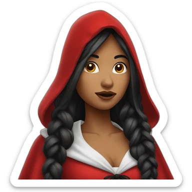 red-ridding-hood-with-long-black-strait-hair-with-white-break sticker