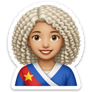 white curly hair brown girl pinoy flag sticker