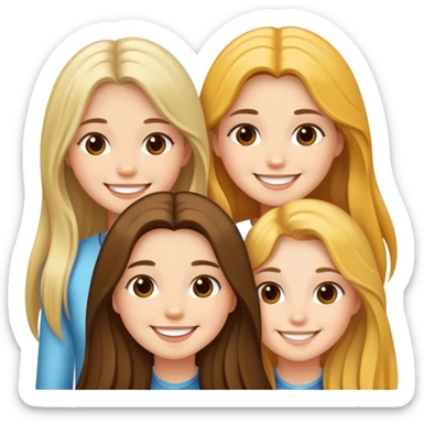 three girls with long hair sticker