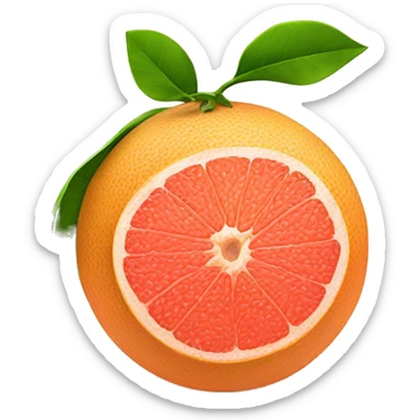 Grapefruit with leaves one of grapefruits cut sticker