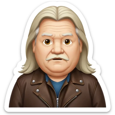 Long hair old fat men in leather jacket sticker
