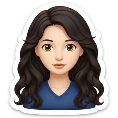 Portrait of woman with dark long wavy hair sticker