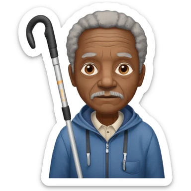 Old black man with crutches sticker