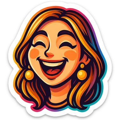 Create a cartoon sticker with a happy and joyful expression in the style of Flux Pro, with a transparent background. The style should reflect the vibrant and detailed characteristics of Flux Pro style. sticker