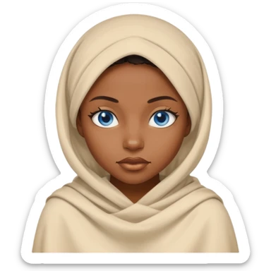 blue eyed desert black woman cowered with creme cloth sticker