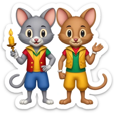  Tom and Jerry emoji com elementos da cultura do Pará, Brasil, sem texto sticker